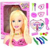 Los mejores  - Yavso Cabeza de Muñeca para Peinar y Maquillar- 17Pcs Busto Peinar y Maquillar con Accesorios y Maquillaje Juguete…